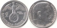 2 Reichsmark 1939  Deutsches Reich Hindenburg F ss+